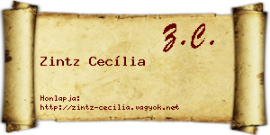 Zintz Cecília névjegykártya